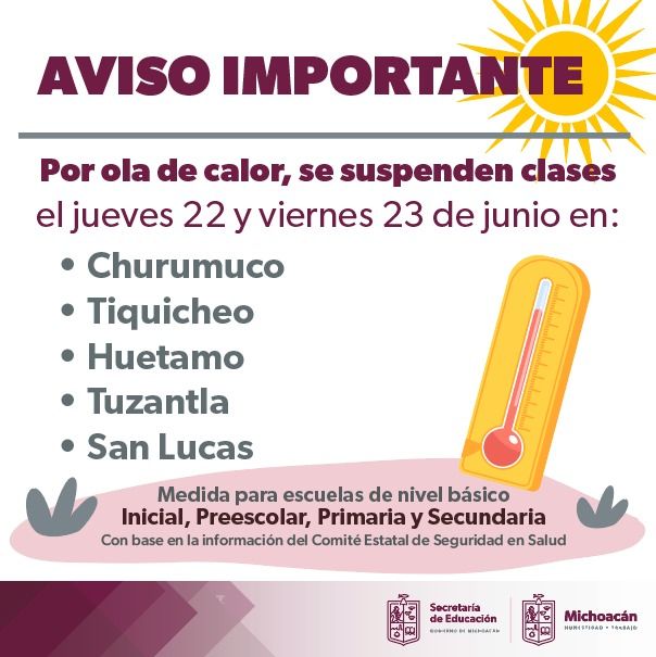 Por temperaturas altas se suspenden clases