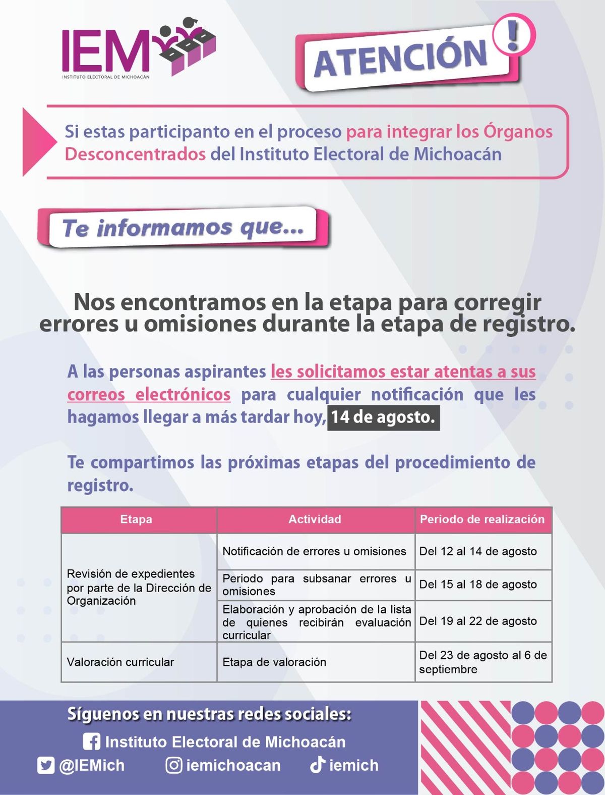 ¿Te registraste para formr parte del IEM en la organización de las siguientes elecciones?