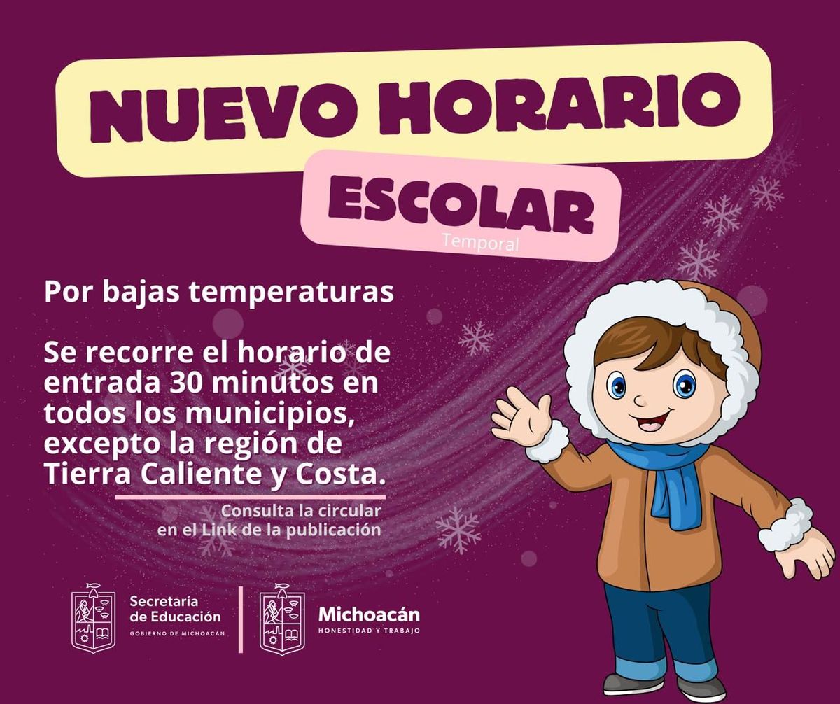 Más de 7 mil escuelas implementan horario de invierno: SEE