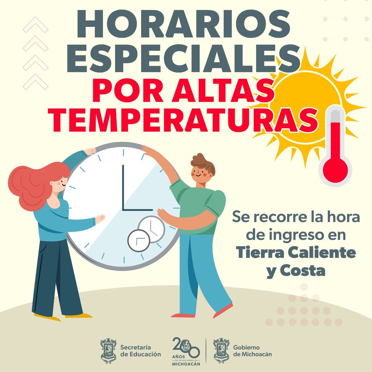 Por calor, SEE ajusta horario en escuelas de 25 municipios de Michoacán