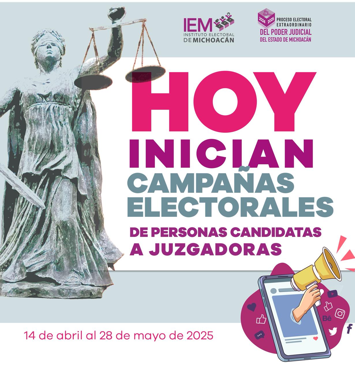 Inician campañas electorales de las personas juzgadoras
del Poder Judicial de Michoacán
