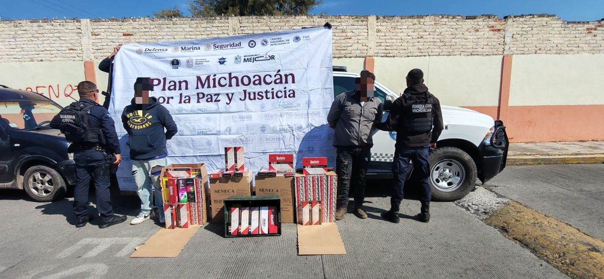 Detiene la GC a dos hombres en poder de 2 mil 270 cajetillas de cigarros ilegales