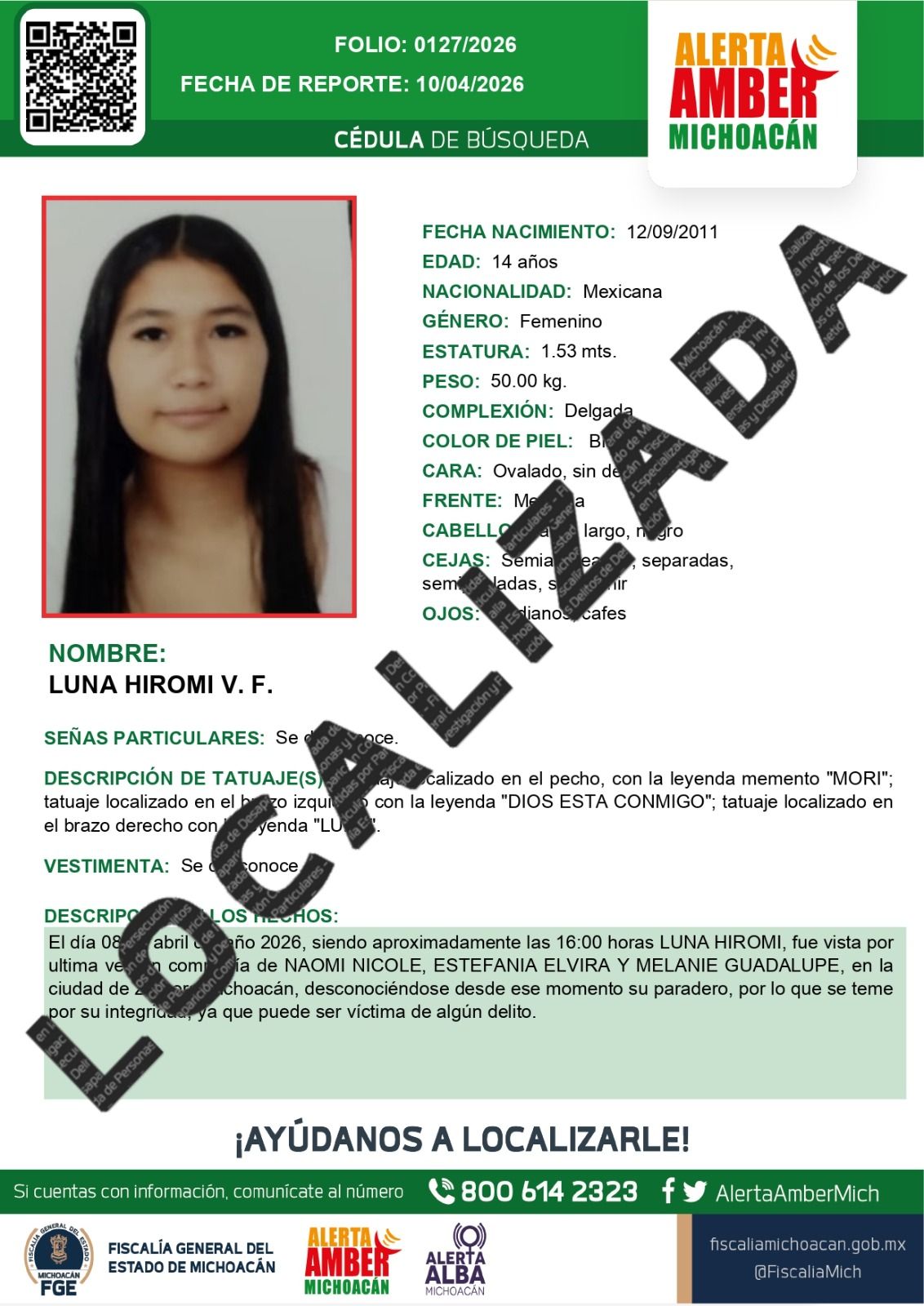 Localiza FGE a cuatro menores reportadas como desaparecidas en Zamora