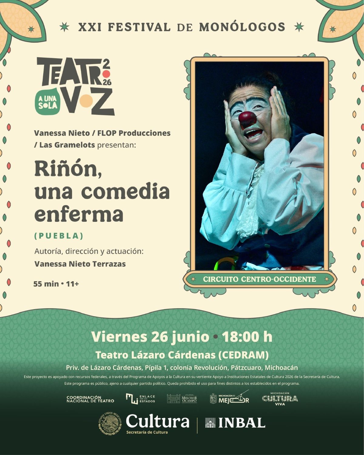 ¡Teatro gratuito este fin de semana! Disfruta del Festival de Monólogos en el Teatro Ocampo