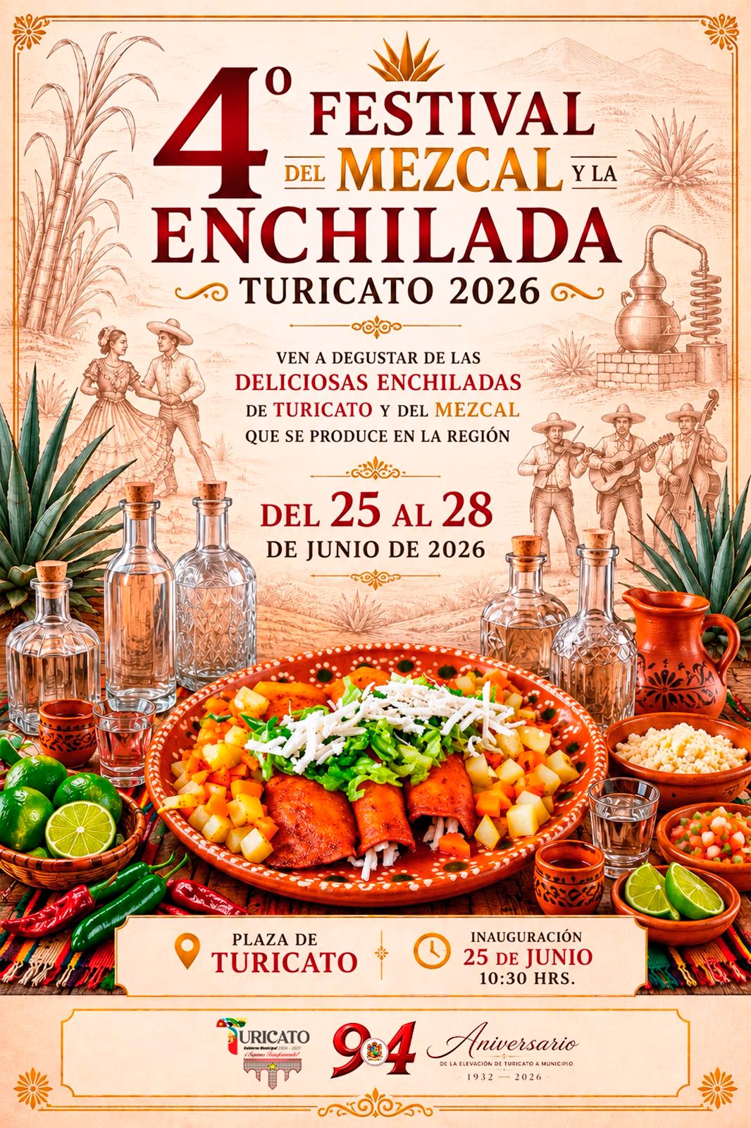 Mezcal, baile de tabla y tradición en el 94 aniversario de Turicato