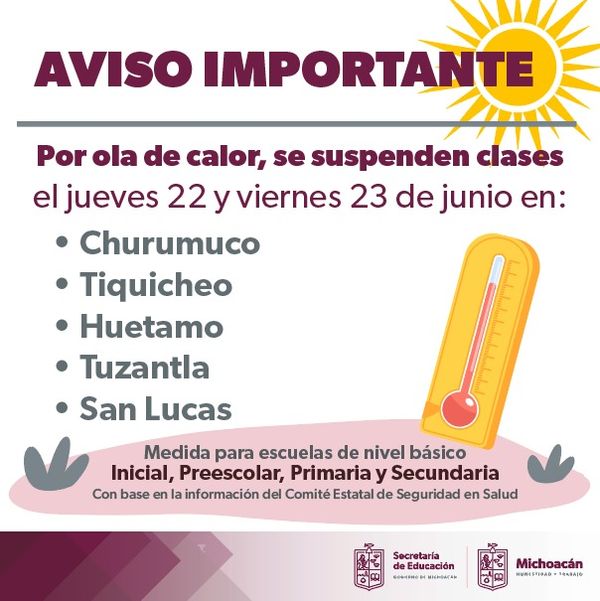 Por temperaturas altas se suspenden clases
