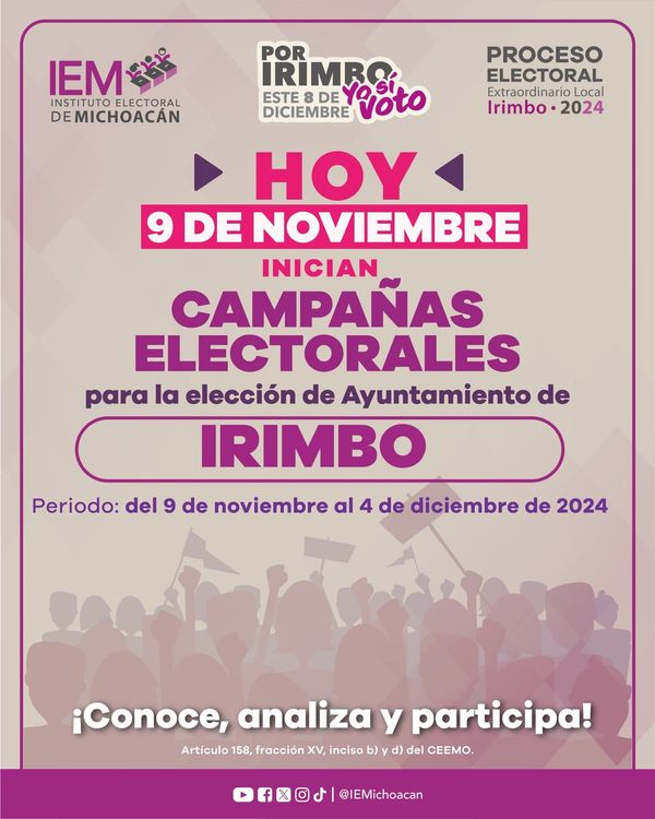 Ya hay candidatos para elección extraordinaria en Irimbo