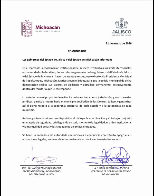 Gobiernos de Michoacán y Jalisco piden a alcaldesa de Tepalcatepec acatar disposiciones en materia de seguridad