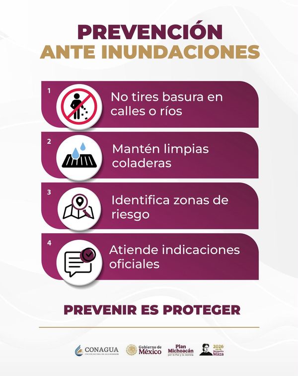 Conagua Michoacán emite recomendaciones para evitar inundaciones esta temporada de lluvias